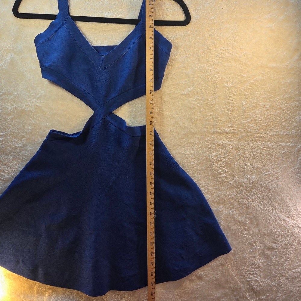 BCBGMAXAZRIA Royal Blue Bandage Cutout Mini Dress XS Crisscross A-Line Cocktail - Picture 10 of 12